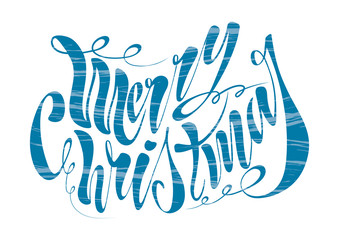 Beautiful handwritten text Merry Christmas. Vector illustration isolated on textured background for greeting cards, labels, packaging, logo, decorations.