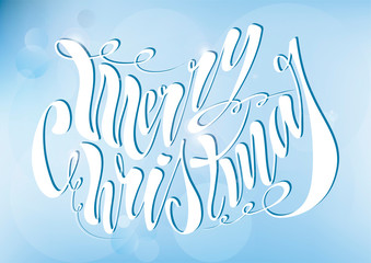 Beautiful handwritten text Merry Christmas. Vector illustration isolated on textured background for greeting cards, labels, packaging, logo, decorations.