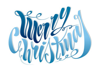 Beautiful handwritten text Merry Christmas. Vector illustration isolated on textured background for greeting cards, labels, packaging, logo, decorations.