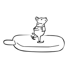 xmas pig skating on the ice cream