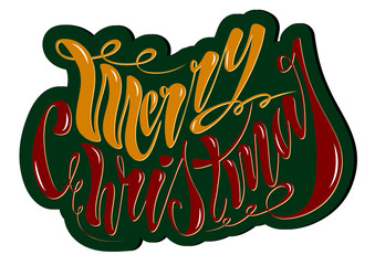 Beautiful handwritten text Merry Christmas. Vector illustration isolated on textured background for greeting cards, labels, packaging, logo, decorations.