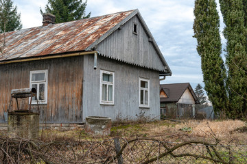 Fototapeta na wymiar Jacmierz village in Poland - typical houses