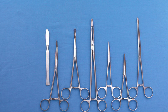 surgical tools on the table before the operation