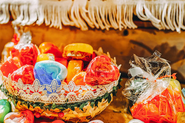 Handmade soap souvenirs at Christmas market of Riga