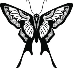 Swallowtail Butterfly vector art stencil for tattoo or t-shirt print