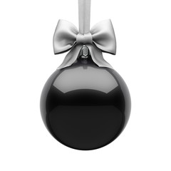 3D Rendering Black Christmas Ball
