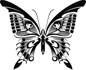 Machaon Butterfly vector art stencil for tattoo or t-shirt print