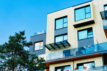 Modern new apartment building exterior