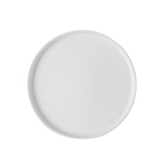 top view empty white plate isolated on white background