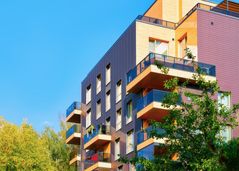 Modern new apartment flat building exterior