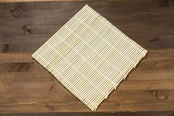 Sushi tray on a wooden background