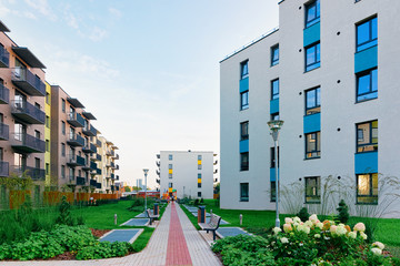 Residential apartment home complex block architecture outdoor
