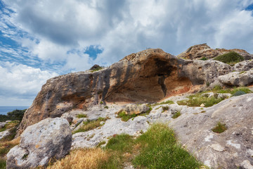 beautiful rocky shore of cyprus island