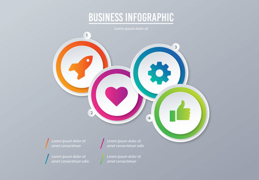 Infographic Layout with Multicolored Circular Elements