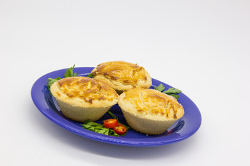 Pies on a blue plate