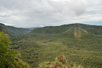 Obraz premium The volcanic crater on Mount Suswa, Suswa Conseravncy, Kenya