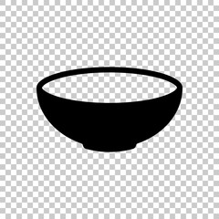 Empty bowl icon. Sign of kitchen. Black symbol on transparent ba