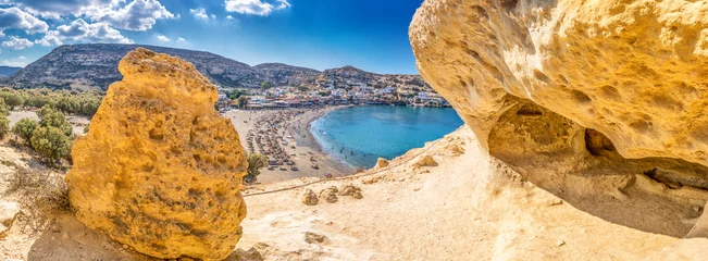 Photo sur Plexiglas  Plage d'Elafonissi, Crète, Grèce Matala beach on Crete island with azure clear water, Greece, Europe