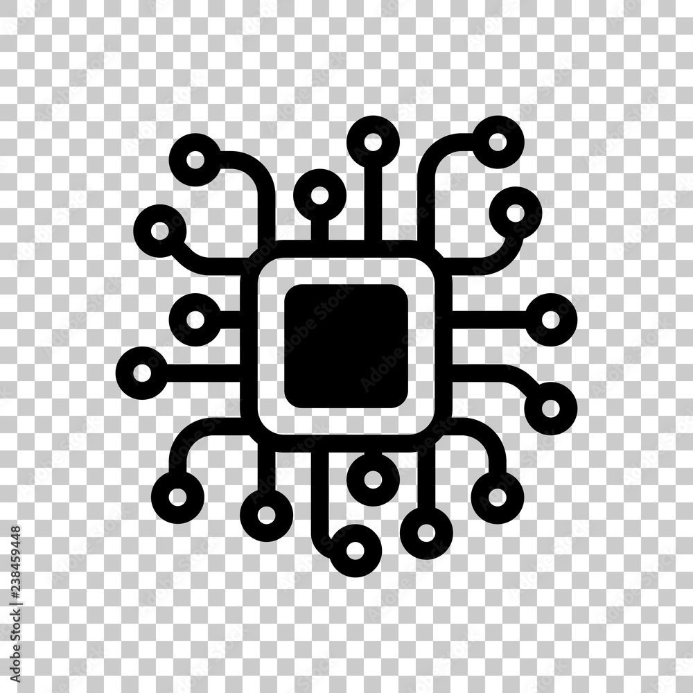 Poster processor chip, computer microchip, cpu chipset. technology icon