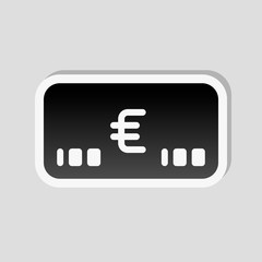 Money voutcher. EURO Card icon. Sticker style with white border