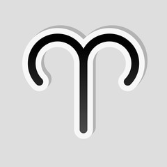 Astrological sign. Aries simple icon. Sticker style with white b