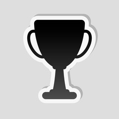 Silhouette of champions cup. Simple icon. Sticker style with whi