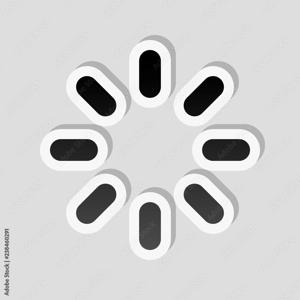 Poster loading or wait icon. sticker style with white border and simple