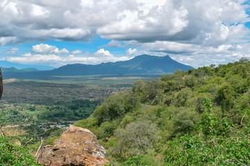 Mount Longido in Tanzania seen from Namanga Town, Kenya