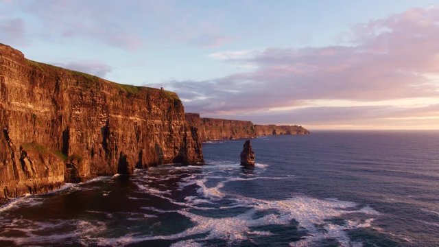 Aerial Drone Footage Of The Cliffs Of Moher In County Clare