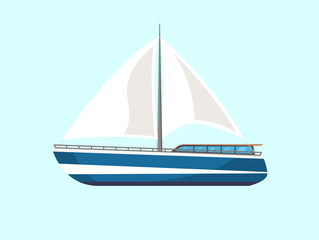 Boat or yacht isolated sail icon. Cruise vector flat yacht for ocean or sea travel