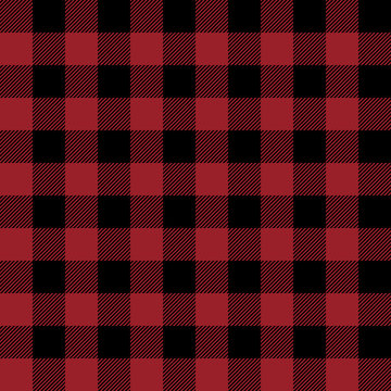 Red and Black Buffalo Plaid Seamless Pattern - Classic buffalo style plaid design