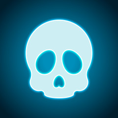 Simple skull icon. Neon style. Light decoration icon. Bright ele