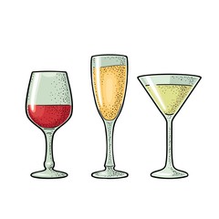 Alcohol cocktail set. Vintage vector engraving illustration