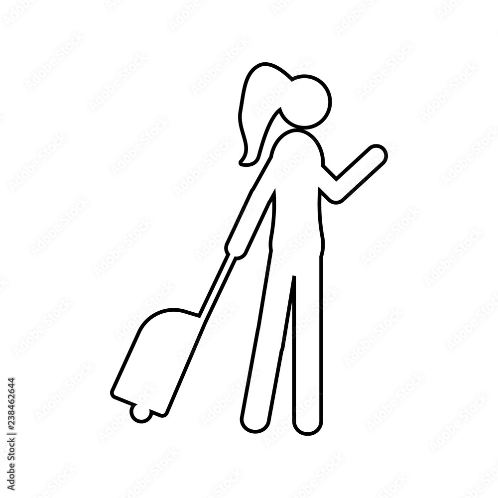 Poster silhouette of a girl with luggage icon. element of cyber security for mobile concept and web apps ic