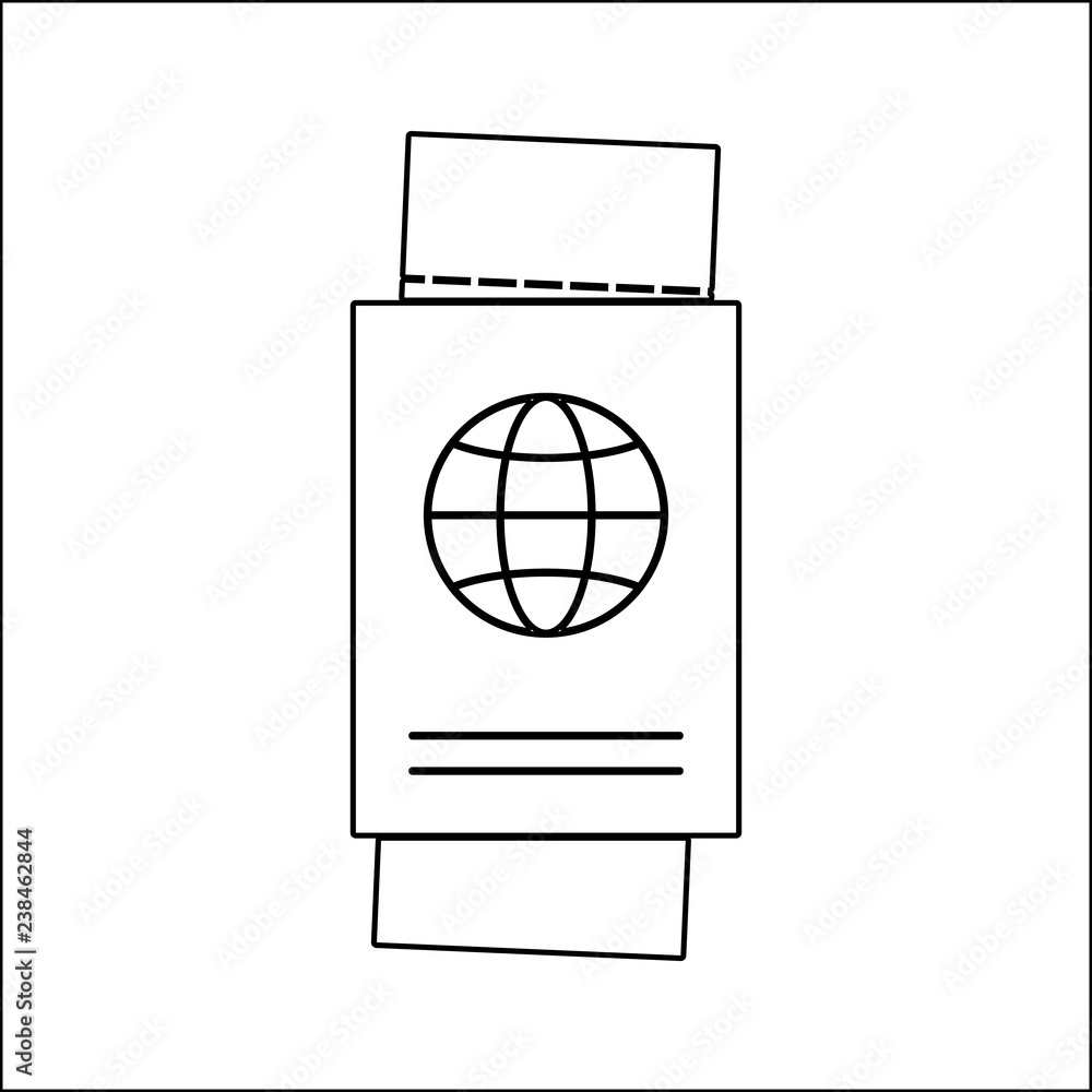 Aufkleber ticket and passport icon. element of cyber security for mobile concept and web apps icon. thin line 