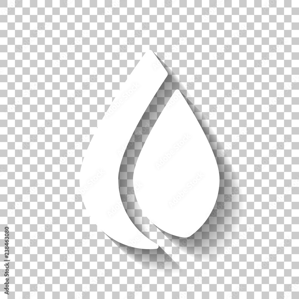 Poster simple flame. nature icon. white icon with shadow on transparent background