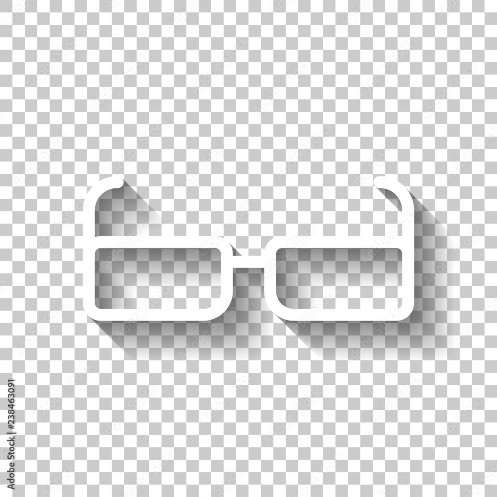 Poster square intelligent glasses. linear outline icon. white icon with shadow on transparent background