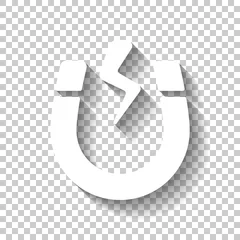 Foto auf Acrylglas Magnet icon, sign of electromagnetic, silhouette of horseshoe, positive and negative energy. White icon with shadow on transparent background © fokas.pokas