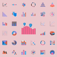 3D bar chart icon. Charts & Diagramms icons universal set for web and mobile