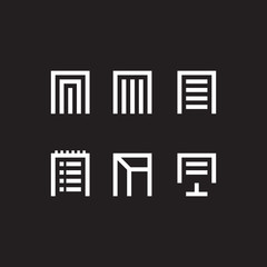 vector icons for typography, types of book binding