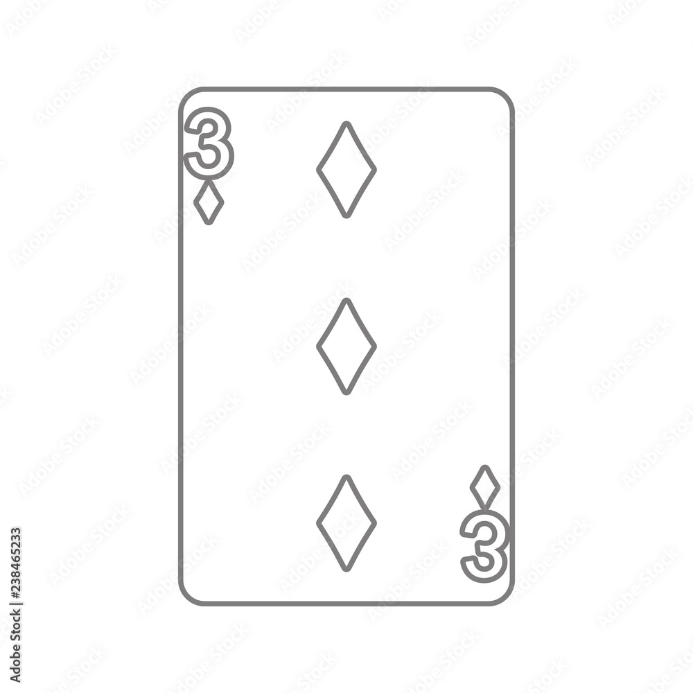 Poster playing card diamond suit three icon. element of cyber security for mobile concept and web apps icon
