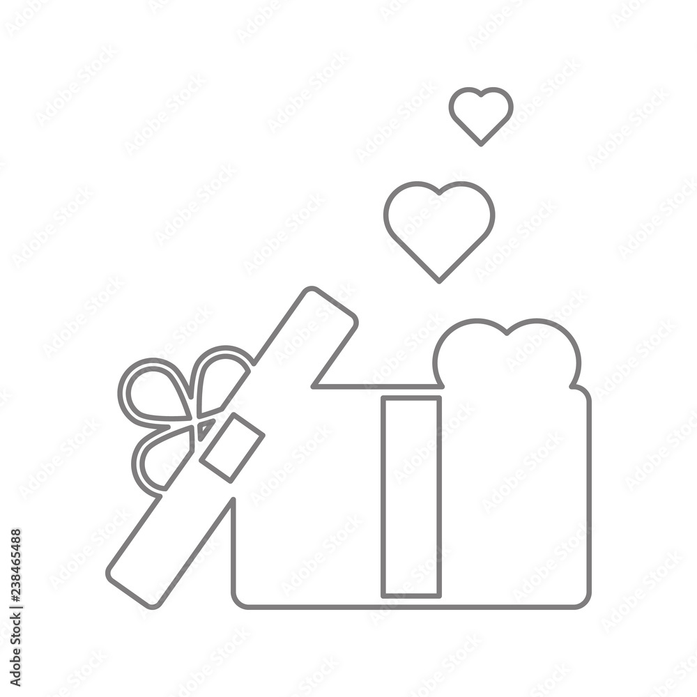 Poster gift box with a bow and heart icon. element of cyber security for mobile concept and web apps icon. 