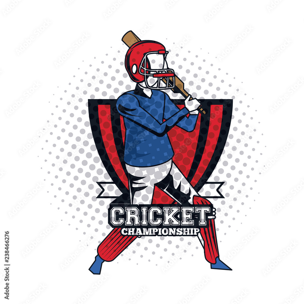 Sticker cricket player icon