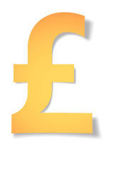 Fototapeta premium gold pound mark carved from paper with soft shadow.Vector origami