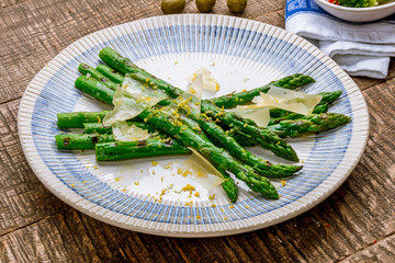 Asparagus grill on plate
