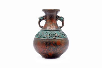 Antique Japanese vase isolated on white background