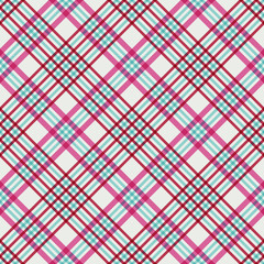 Pink and Blue Plaid Seamless Pattern - Whimsical plaid design in fun colors for Christmas