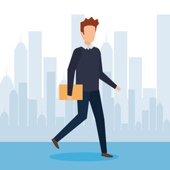 elegant businessman in the street