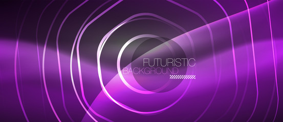 Black and glowing color lines neon design, magin techno template background