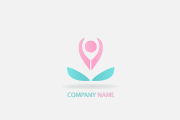 Logo yoga man lotus flower